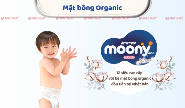 Mặt bông Organic của bỉm Moony trắng