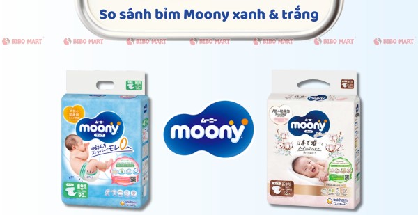So sánh bỉm Moony xanh và trắng