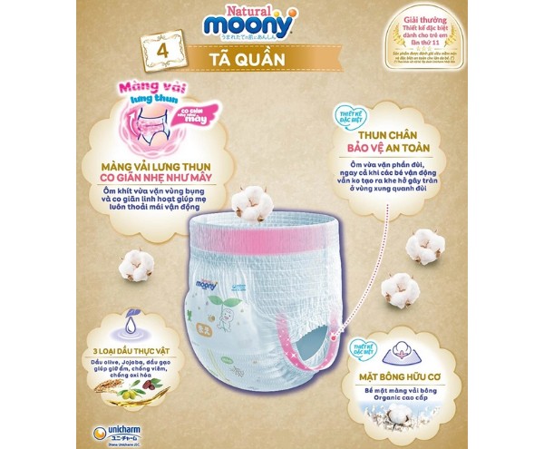 Đặc điểm nổi bật của tã quần Moony trắng size XL