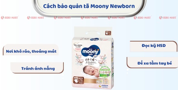 Cách bảo quản tã dán Moony Newborn trắng 