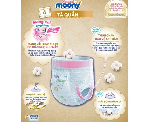 Ưu điểm nổi bật của tã quần Moony Natural