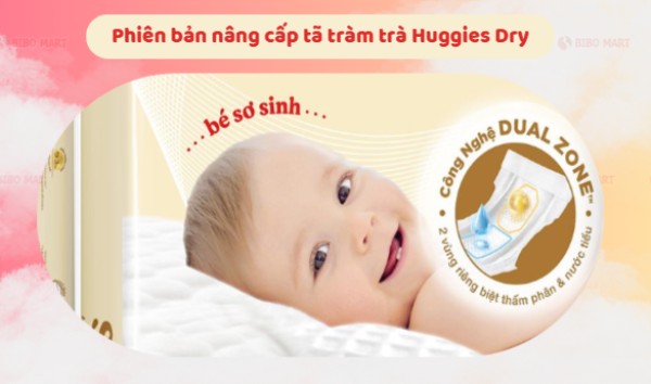Là phiên bản thay thế tã tràm trà Huggies Dry với nhiều cải tiến mới