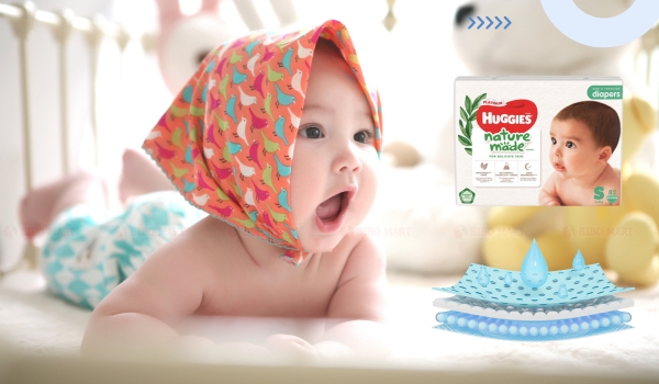 Tã Huggies Nature Made thấm hút vượt trội