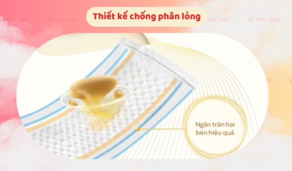 Huggies Skin Perfect có thiết kế giúp tối ưu khả năng ngăn tràn