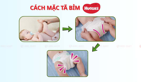Cách mặc tã bỉm Huggies Nature Made size S