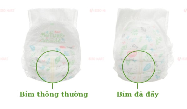 Khi bỉm đầy, vạch báo chuyển màu xanh