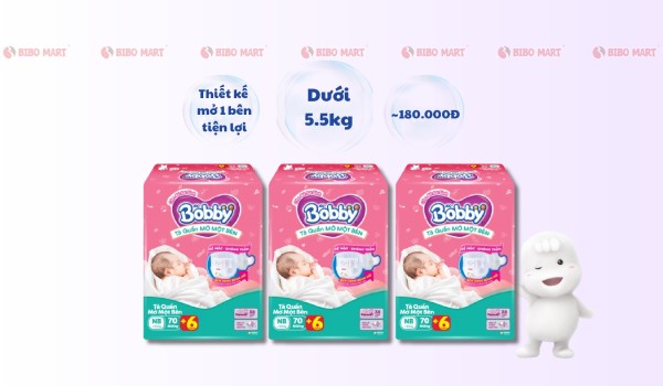Bỉm quần Bobby mở 1 bên cho bé sơ sinh