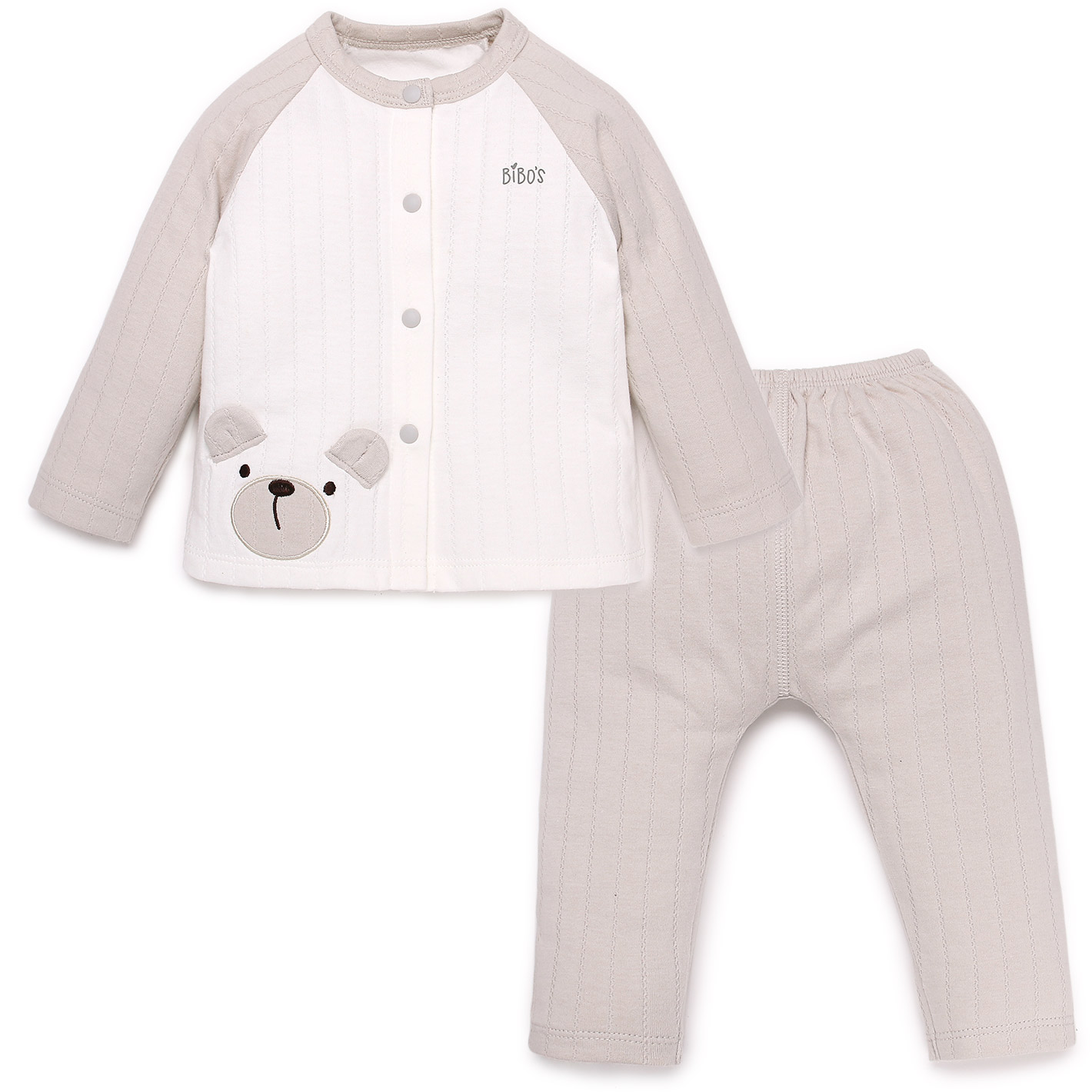 bộ quần áo dài tay thêu gấu màu ghi