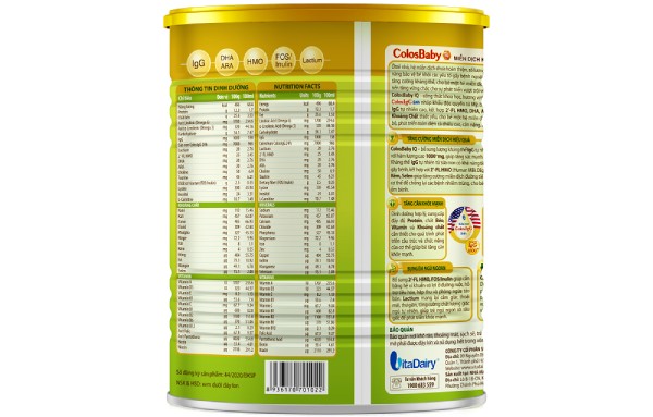 Bảng thành phần sữa Colosbaby IQ Gold 0+