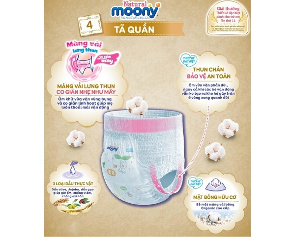Đặc điểm nổi bật của tã quần Moony Natural size M