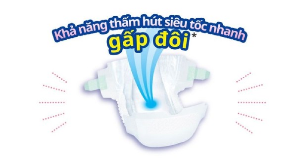 Bỉm Moony với đai dán mềm mại và khả năng thấm hút vượt trội 
