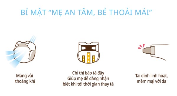 Tã dán Moony trắng size S thiết kế linh hoạt, tiện lợi
