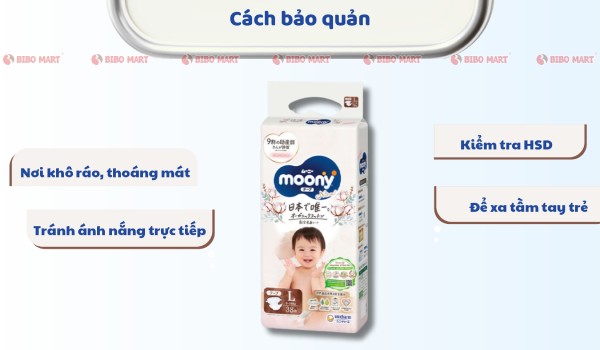 Cách bảo quản tã dán Moony Natural
