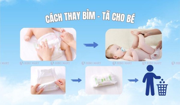 Cách thay bỉm Moony dán size M cho bé