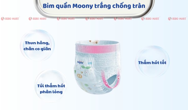 Tã quần Moony Natural size M chống tràn