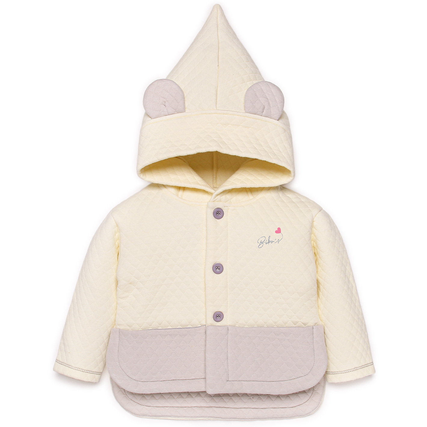 Áo khoác bé gái chần bông vàng có mũ tai gấu Bibo's