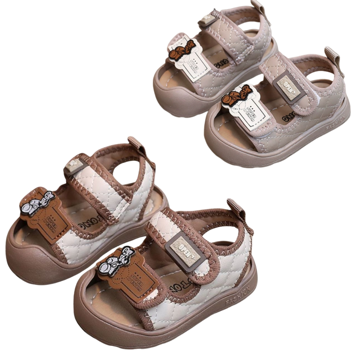 Sandal quai dán Gấu Denim